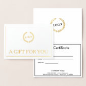ビジネスロゴ会社折返しギフト券金ゴールド 箔カード (ディスプレー)