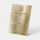 ビジネスロゴ価格リストメタリック金ゴールド 台座サイン (正面)