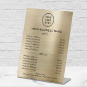 ビジネスロゴ価格リストメタリック金ゴールド 台座サイン