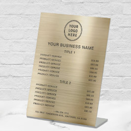 ビジネスロゴ価格リストメタリック金ゴールド 台座サイン