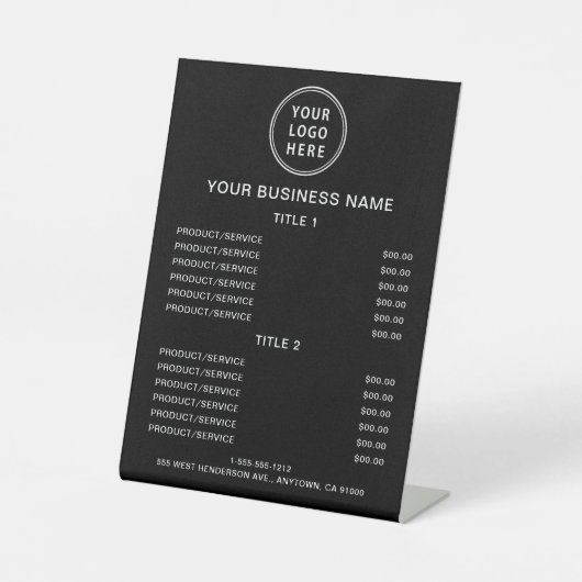 ビジネスロゴ価格表（黒） 台座サイン (正面)