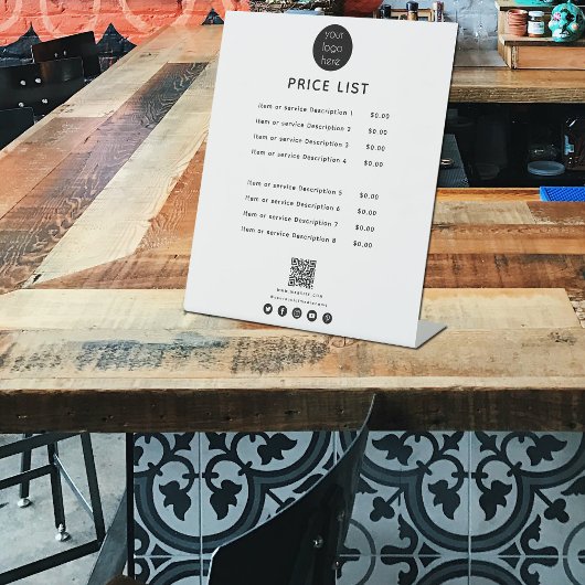 ビジネスロゴ価格表QRコードソーシャルメディア 台座サイン