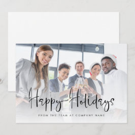 ビジネスロゴ写真を追加ハッピーホリデーズスクリプトフラット シーズンカード