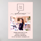 ビジネスロゴ写真ウェルカム赤面バラ金ゴールド ポスター (正面)