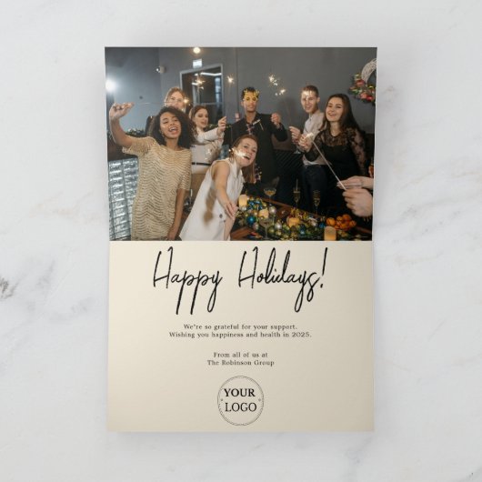 ビジネスロゴ写真クリスマス シーズンカード (内部)