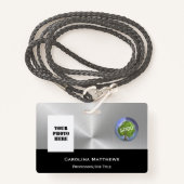 ビジネスロゴ写真シルバーブラック バッジ (正面ランヤード)