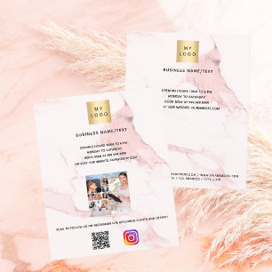 ビジネスロゴ写真, QRコード Instagram ピンク大理石 チラシ