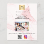 ビジネスロゴ写真qrコードinstagramピンク大理石 チラシ (正面)