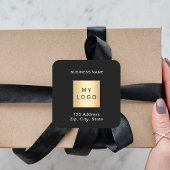 ビジネスロゴ名のアドレス白黒 スクエアシール