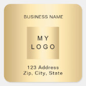 ビジネスロゴ名のアドレス金ゴールド スクエアシール (正面)