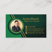 ビジネスロゴ名イメージグリーンと金ゴールド モダン 名刺 (正面)