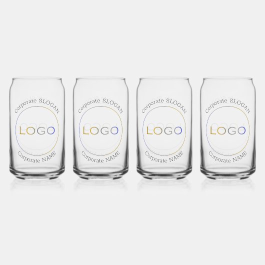 ビジネスロゴ名スローガンエレガントシンプルシック ガラス缶 (正面)