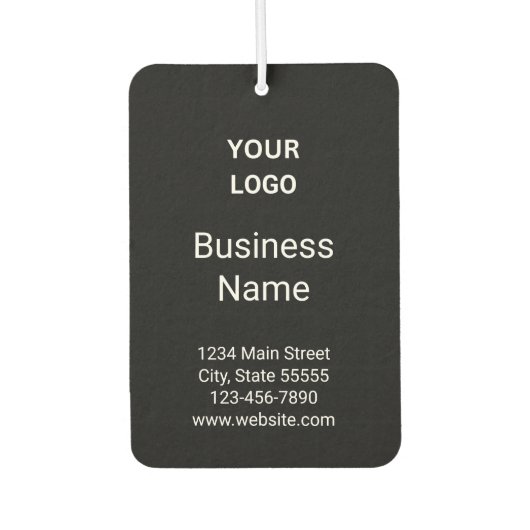 ビジネスロゴ名連絡情報。白黒 カーエアーフレッシュナー (正面)