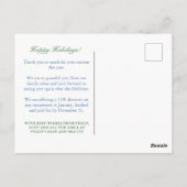 ビジネスロゴ名門私立校風のハッピーホリデーメッセージ ポストカード (裏面)