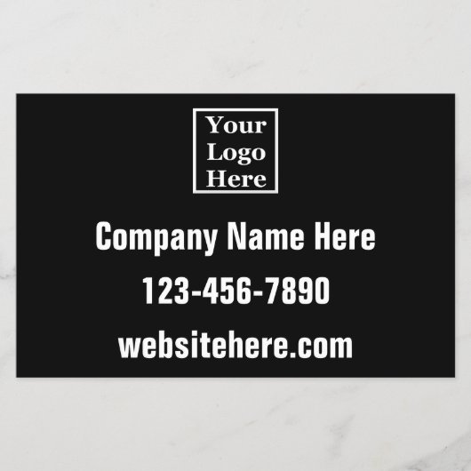 ビジネスロゴ名電話ウェブサイトブラックテンプレート チラシ (正面)
