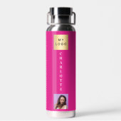 ビジネスロゴ名photo hot pink ウォーターボトル (背面)