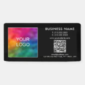 ビジネスロゴ名QRコードエレガントテンプレート黒 横断幕 (横)