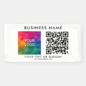 ビジネスロゴ名QRコード屋外カスタムテンプレート 横断幕 (横)