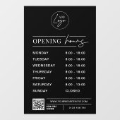 ビジネスロゴ営業時間モダンQRコード ウィンドウサイン (シート)