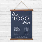 ビジネスロゴ営業時間(青) 吊り下げ型タペストリー