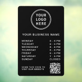 ビジネスロゴ営業時間QRコードブラック ウィンドウサイン (シート3)