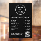 ビジネスロゴ営業時間QRコードブラック ウィンドウサイン (シート2)