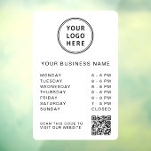 ビジネスロゴ営業時間QRコードホワイト ウィンドウサイン (シート3)