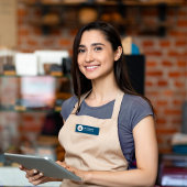 ビジネスロゴ従業員の青い名前タグ 名札