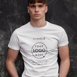 ビジネスロゴ従業員スタッフ名会社ブランド Tシャツ<br><div class="desc">ミニマシンプルルスタイルのカスタムビジネステンプレートモダンで、会社のロゴとスタッフ名と会社情報を簡単に更新できる。こもしの製品の救済パーソナライズが必要な場合は、下のメッセージボタンを使って下さい。</div>