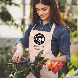 ビジネスロゴ従業員名役職赤面ピンク エプロン