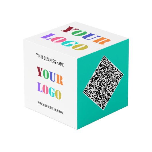 ビジネスロゴ文字QRコードプロモーションキューブテンプレート フォトキューブ (正面アングル)
