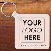 ビジネスロゴ文字QRコード両面赤面ピンク キーホルダー (正面)