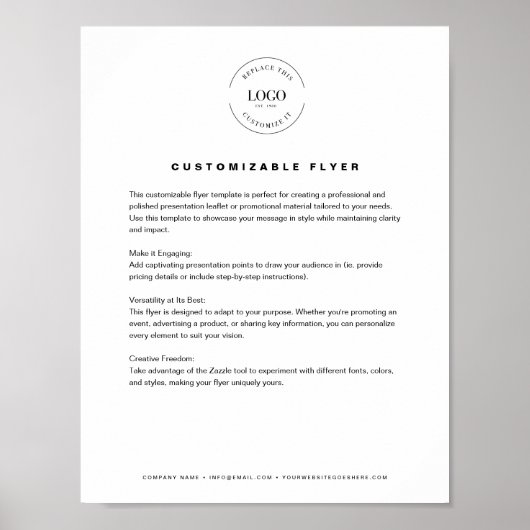 ビジネスロゴ文字Webサイトシンプルカスタム ポスター (正面)