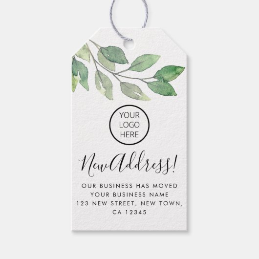 ビジネスロゴ新しい住所Water colorギフトラベル ギフトタグ (正面)