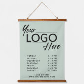 ビジネスロゴ時間オープンセージグリーン 吊り下げ型タペストリー (正面)