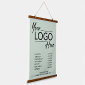 ビジネスロゴ時間オープンセージグリーン 吊り下げ型タペストリー (傾斜あり)