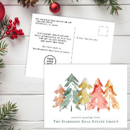 ビジネスロゴ松の木水色 シーズンポストカード