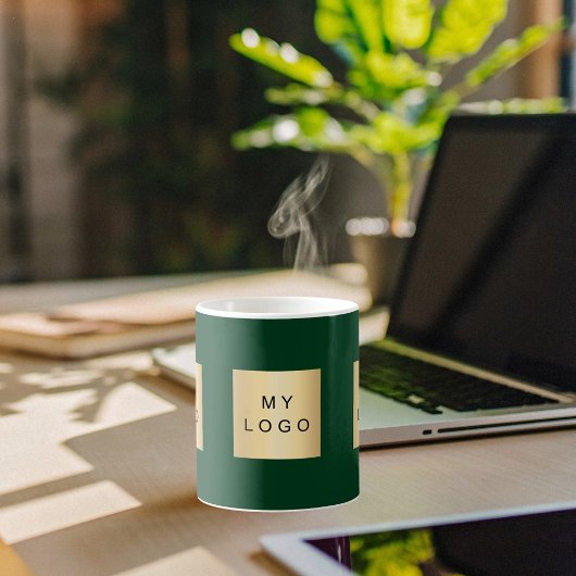 ビジネスロゴ森エメラルドグリーン コーヒーマグカップ