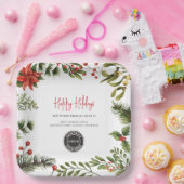 ビジネスロゴ植物性クリスマス社員パーティー ペーパープレート (パーティー)