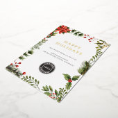 ビジネスロゴ植物性クリスマス 箔シーズンカード (回転した状態)