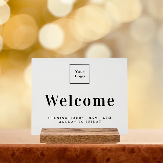 ビジネスロゴ歓迎の営業時間 アクリルサイン