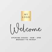 ビジネスロゴ歓迎の営業時間 ウィンドウサイン (シート)
