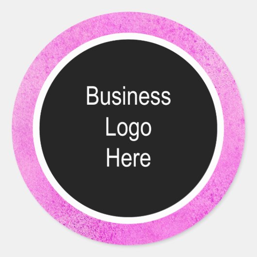 ビジネスロゴ水彩ピンク薄いホワイトストローク ラウンドシール (正面)