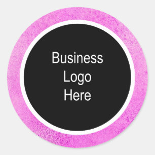 ビジネスロゴ水彩ピンク薄いホワイトストローク ラウンドシール