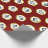 ビジネスロゴ深い赤白金ゴールドパタエレガントーン ラッピングペーパー (角)