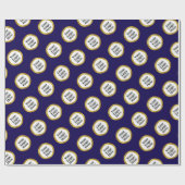 ビジネスロゴ濃い青の白い金ゴールドパターエレガントン ラッピングペーパー (フラット)