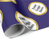 ビジネスロゴ濃い青の白い金ゴールドパターエレガントン ラッピングペーパー (ロールコーナー)