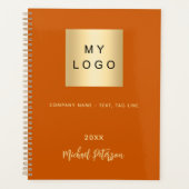 ビジネスロゴ燃えたオレンジエレガント色モノグラム2025 プランナー手帳 (正面)