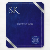 ビジネスロゴ王室のブルーレザー2025カスタム マウスパッド (正面)