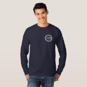 ビジネスロゴ男性用長袖シャツ | ネイビーブルー Tシャツ (正面フル)